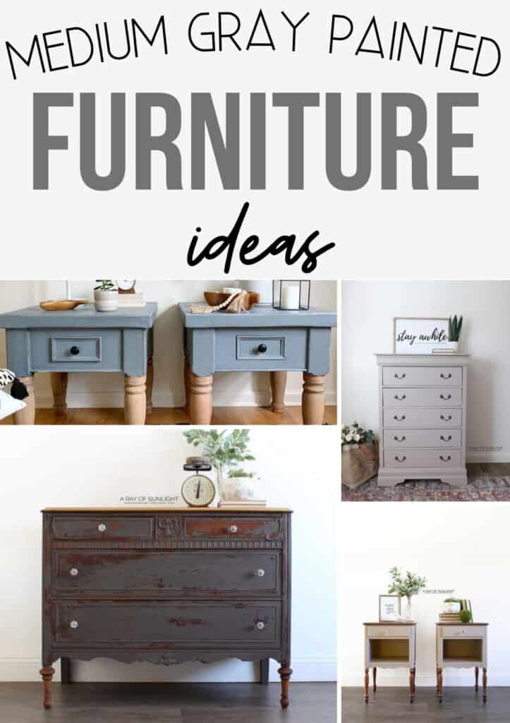 collage of medium gray painted furniture