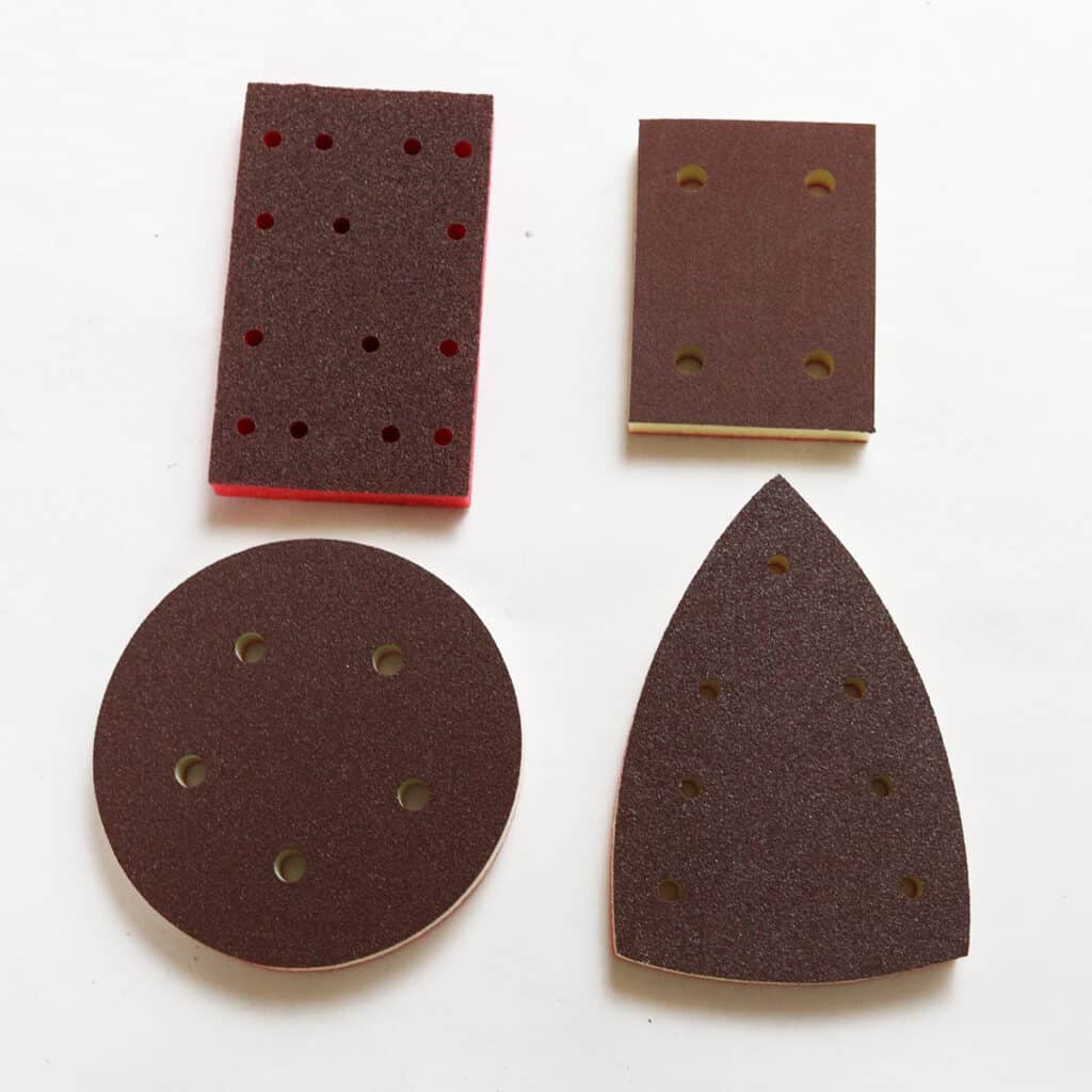 foam sanding pads in different shapes and sizes