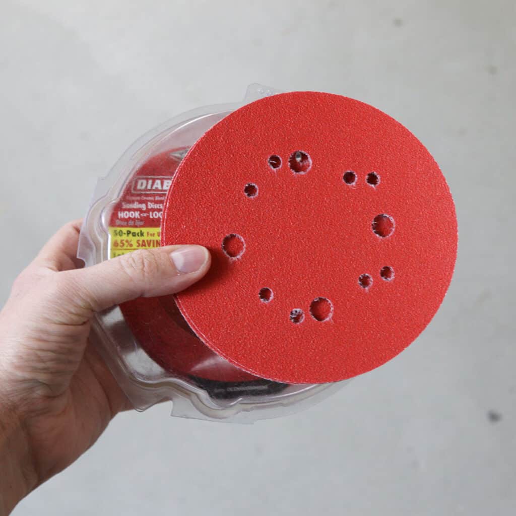 red sanding discs with vacuum holes