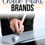 A hand painting a black surface with a brush; text reads Top Chalk Paint Brands.