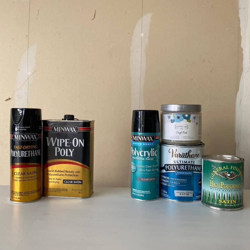 oil based and water based polyurethane topcoats to protect restained wood furniture