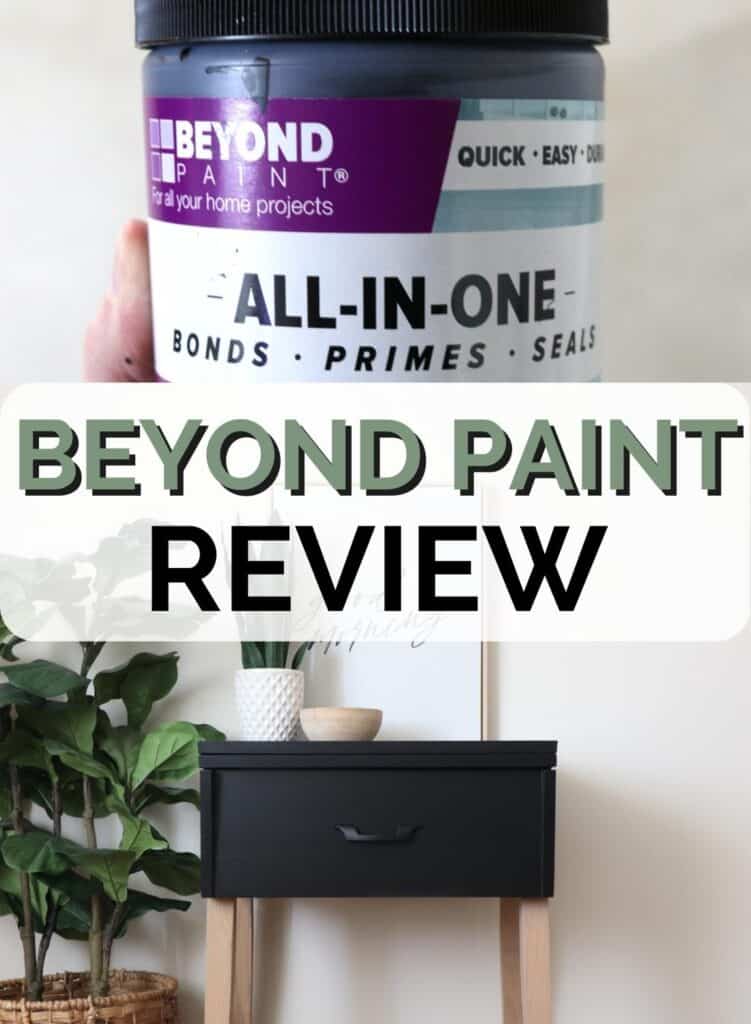 a jar of beyond paint and sewing desk after makeover
