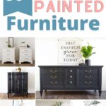 Collage of chalk-painted dressers and side tables with text: 50+ Chalk Painted Furniture.