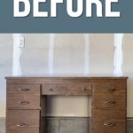old and dark laminate desk before makeover