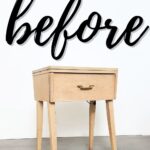 raw wood sewing table before makeover