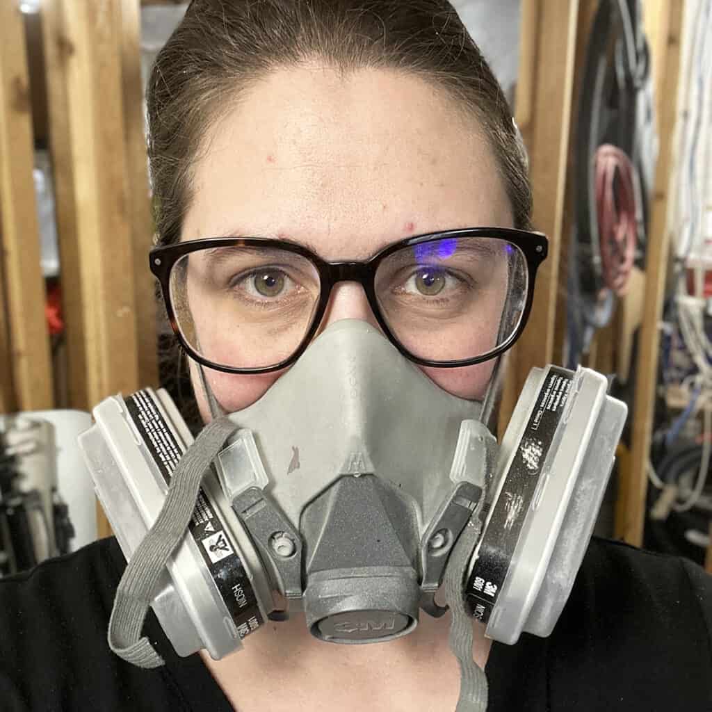 person wearing a respirator