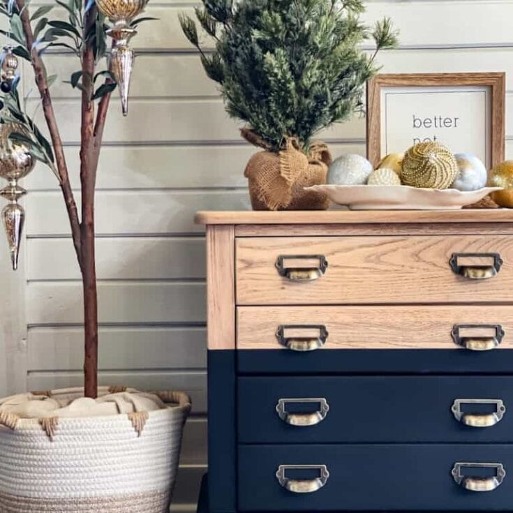 Image for Modern Two Toned Black And Wood Dresser Makeover