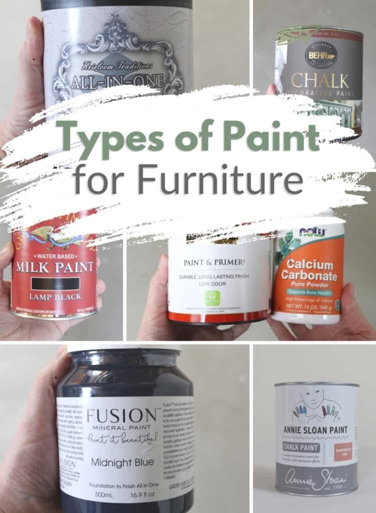collage of different types of paint for furniture