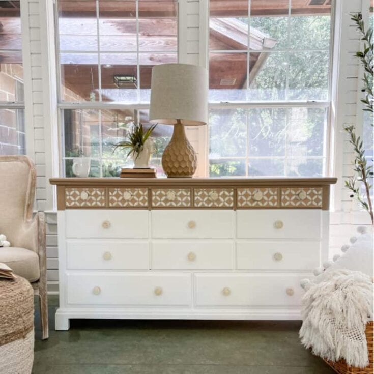 white painted dresser