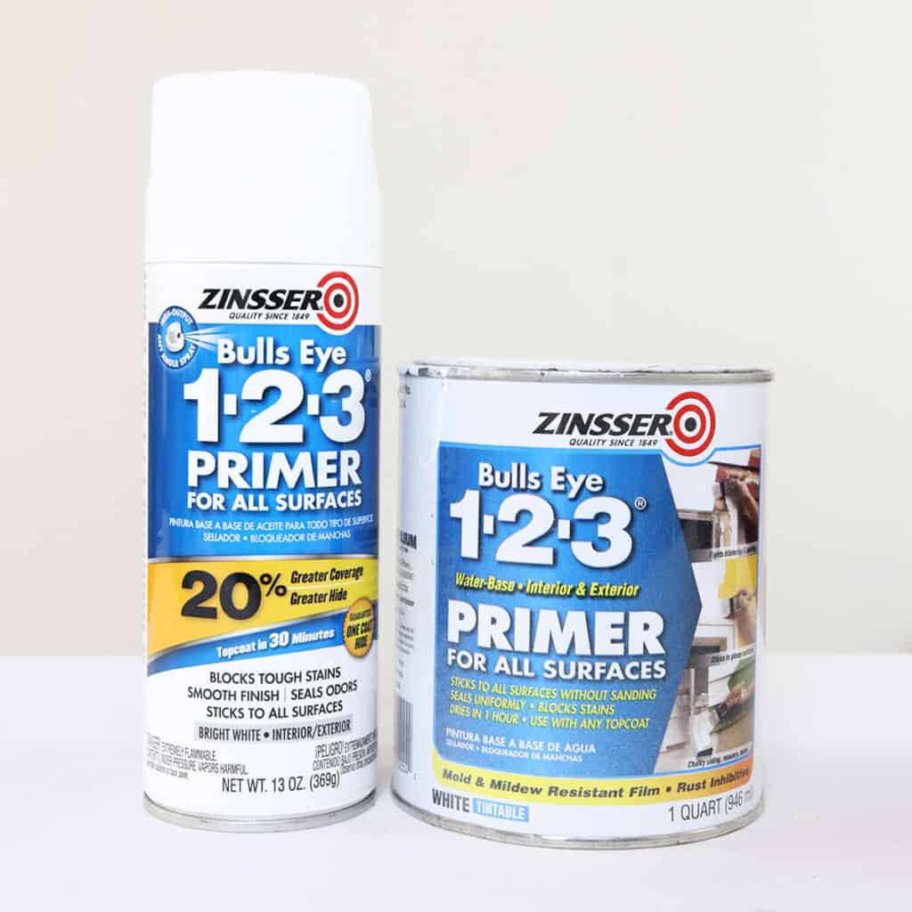 can of zinsser 123 water based primer and spray can of zinsser 123 oil based primer