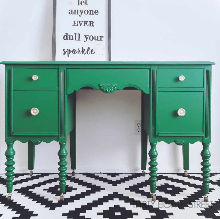 emerald green painted desk