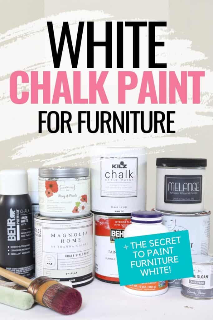 white chalk paint for furniture with text overlay