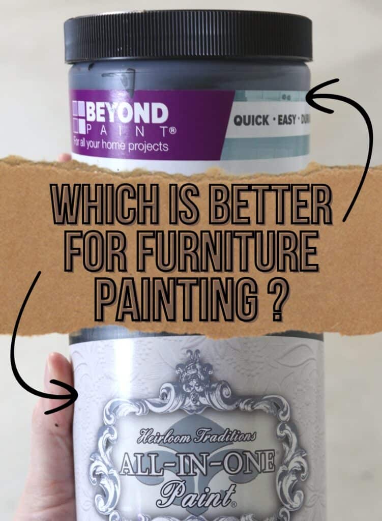 jar of beyond paint and can of heirloom traditions paint with text overlay