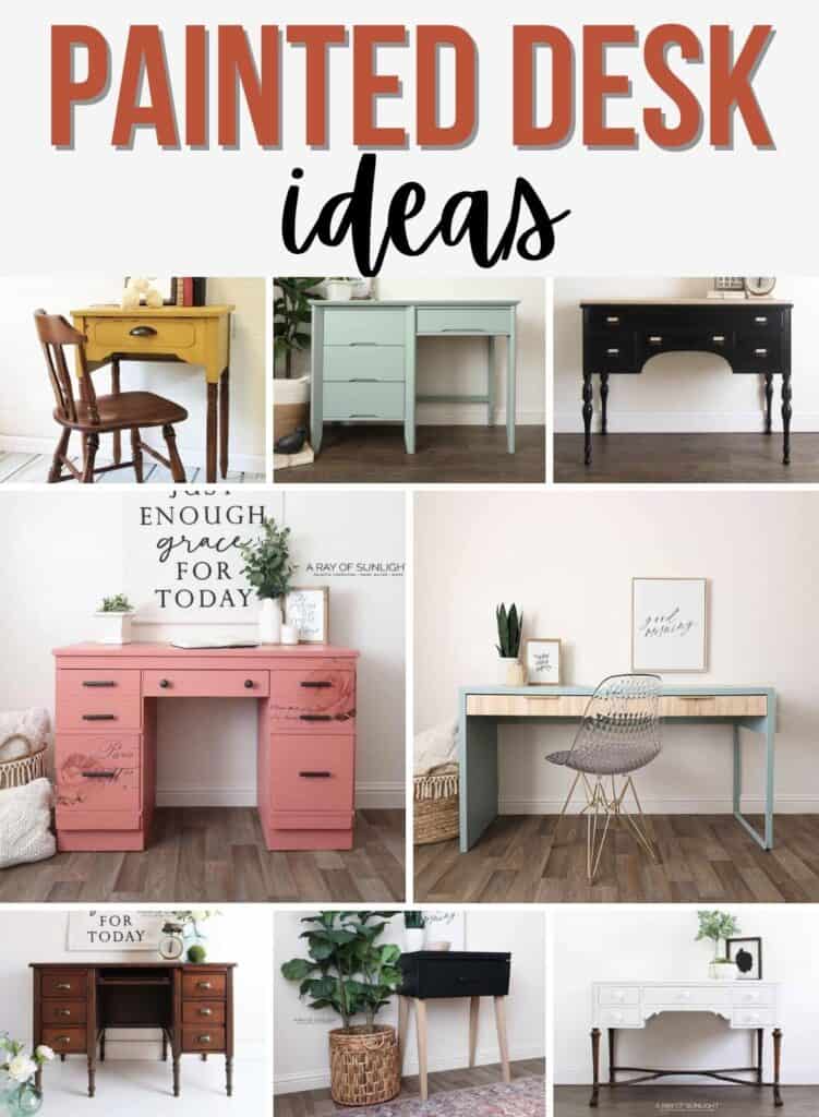 collage of painted desk ideas