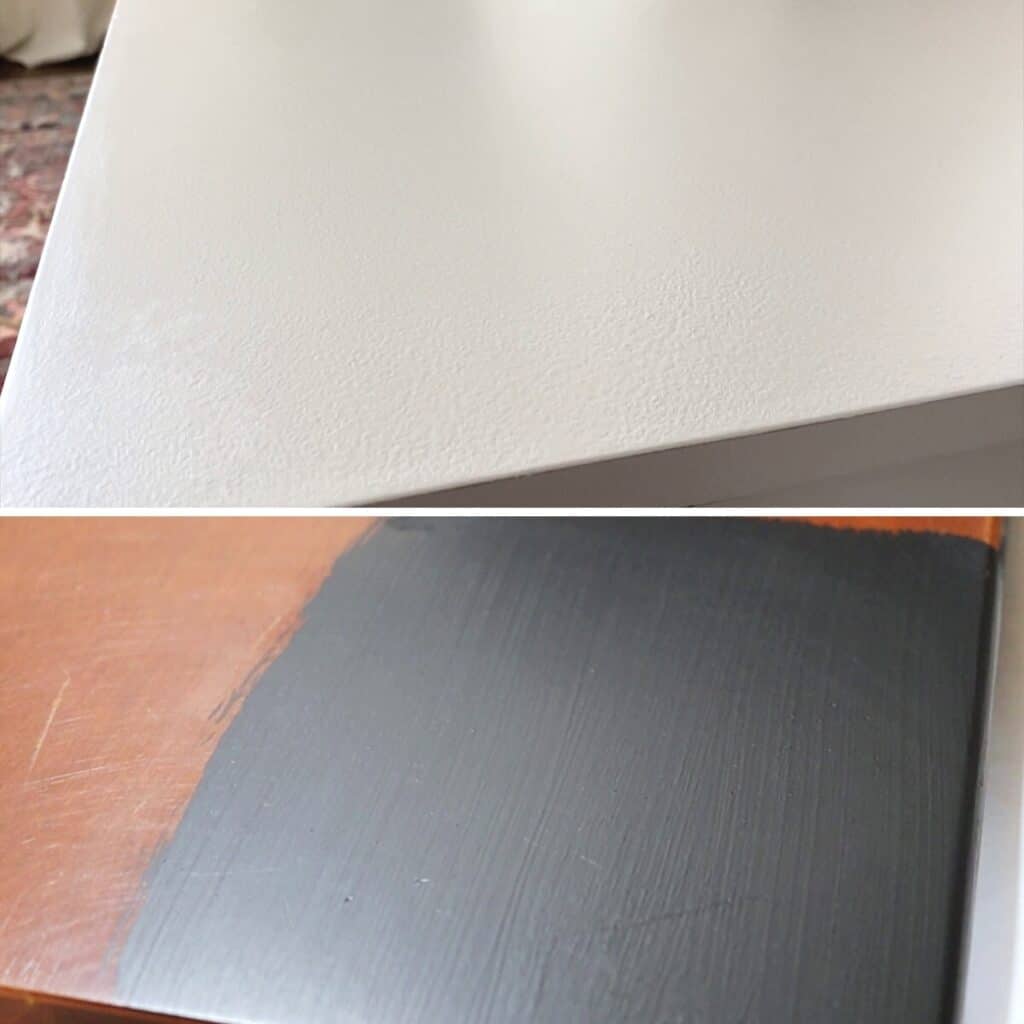 showing texture after paint dried on furniture