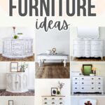 A collage of various white-painted furniture pieces with text: White Painted Furniture Ideas.