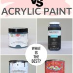 Four paint containers: two for chalk paint, one for acrylic paint, and one for milk paint, with comparison text.