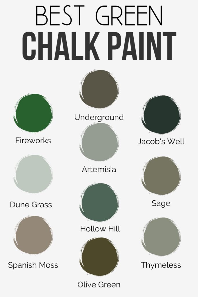 different shades of green chalk paint