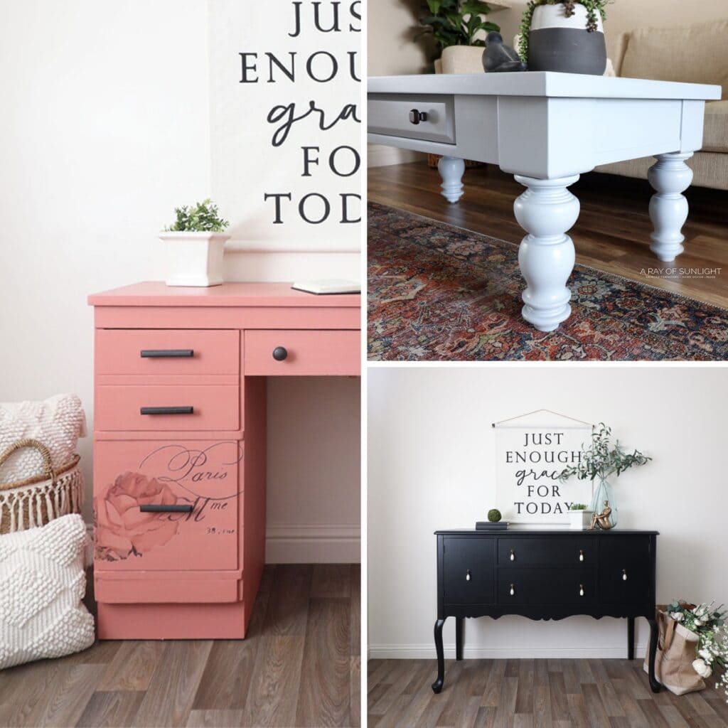 collage of chalk painted furniture