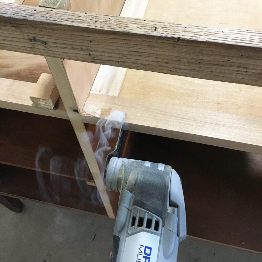 cutting out shelf with a multi tool