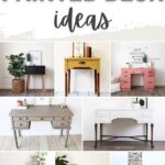 Collage of eight painted desks in various colors and styles under the title Painted Desk Ideas.