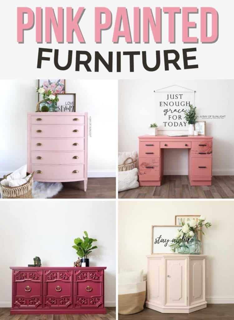 collage of pink painted furniture