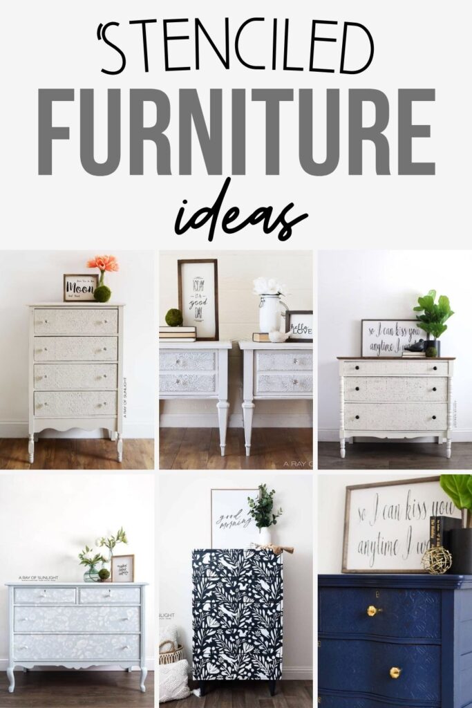 collage of stenciled furniture ideas