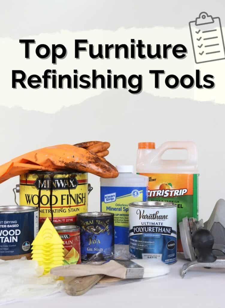 various furniture refinishing tool and supplies