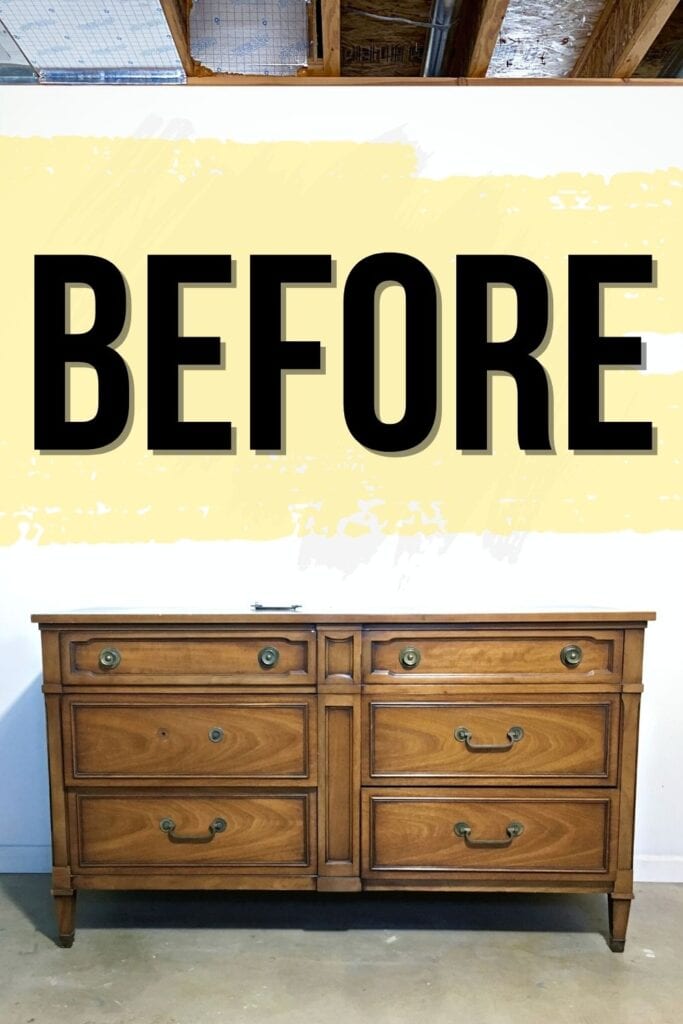 modern 6 drawer wood dresser  before painted navy blue
