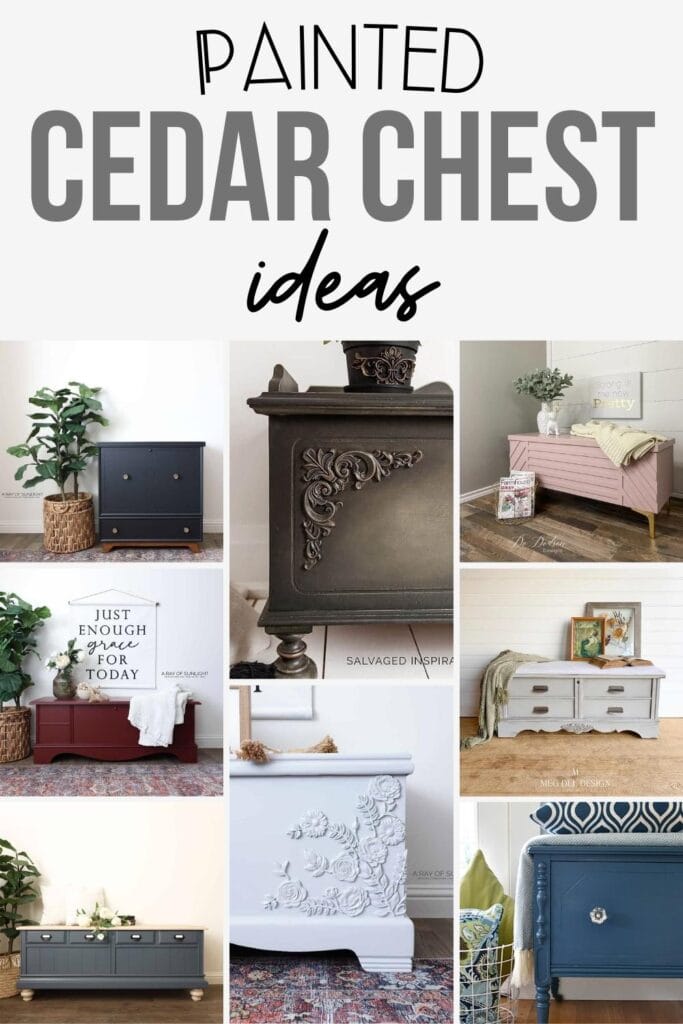 collage of painted cedar chest ideas