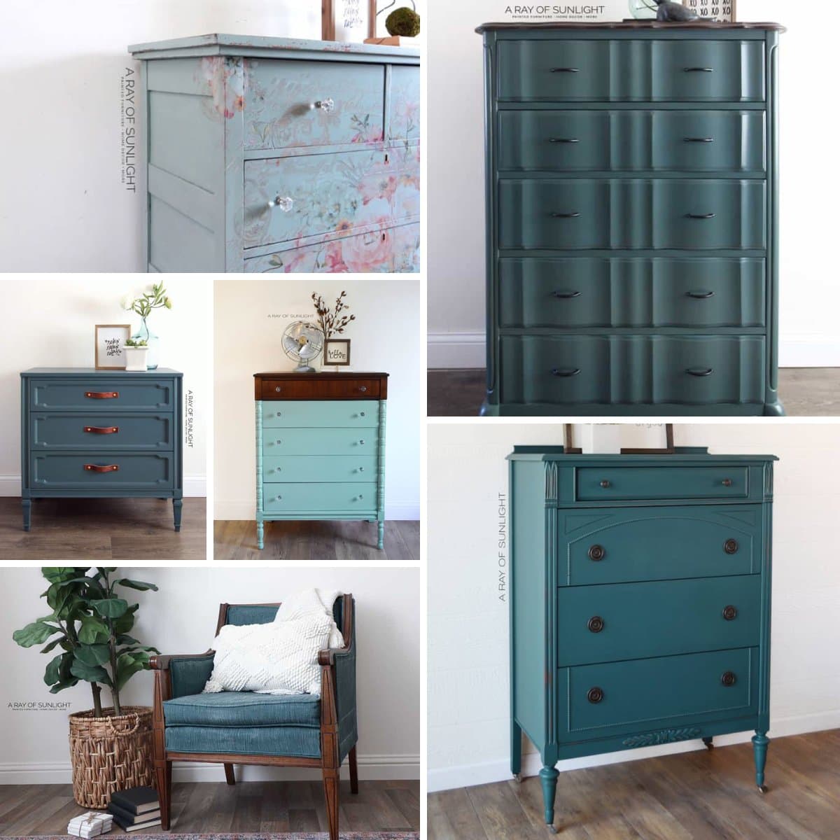 Creating a Teal Blue Blended Furniture Finish with Chalk Style