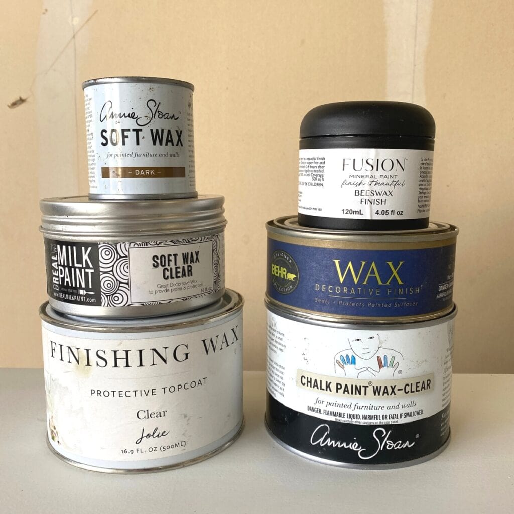 different brands and types of wax stacked