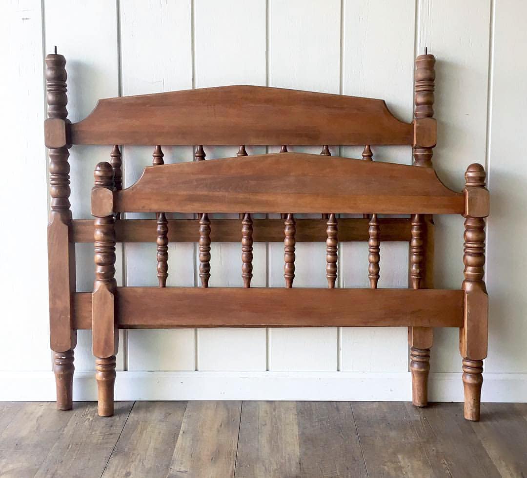 wooden twin headboards before the makeover