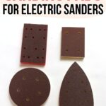 Four foam sanding pads of different shapes and sizes for electric sanders on a white background.