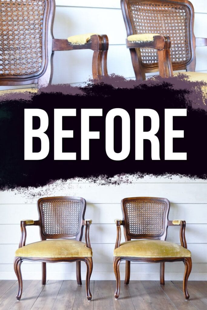 french cane back chairs before makeover