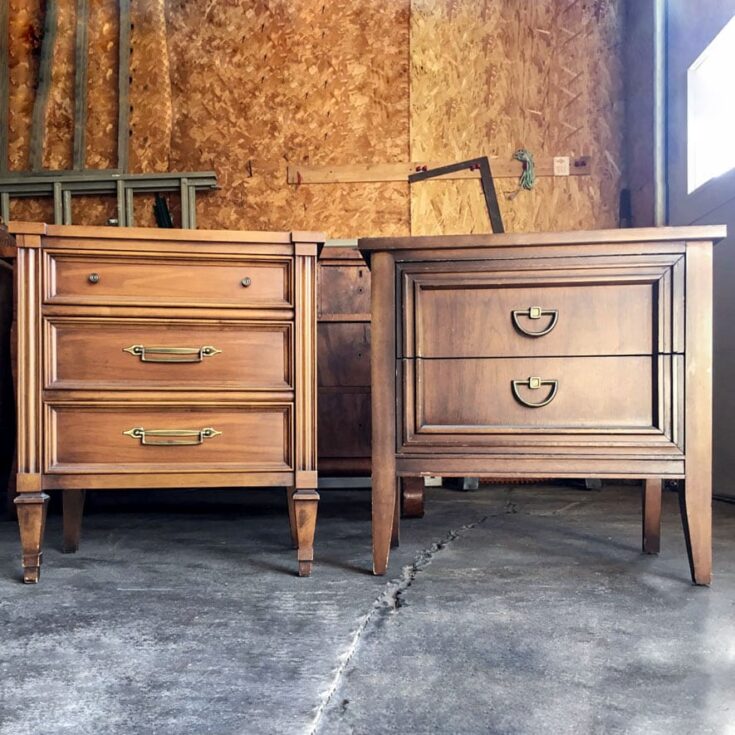 mismatched nightstands before the makeover