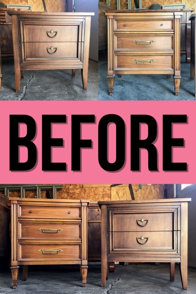 mismatched nightstands before getting painted