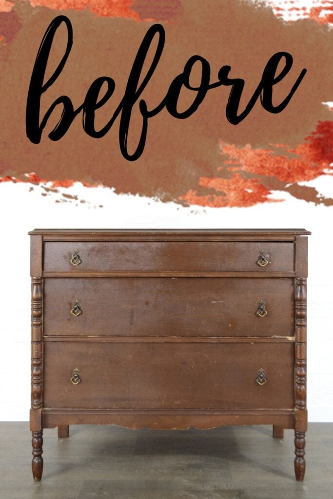 antique 3 drawer dresser before makeover