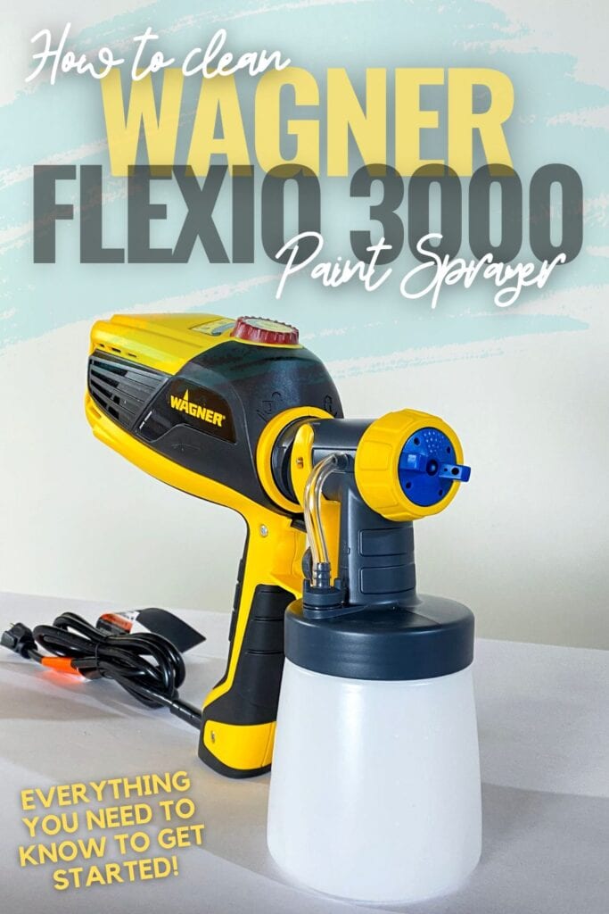 photo of Wagner Flexio 3000 paint sprayer with text overlay