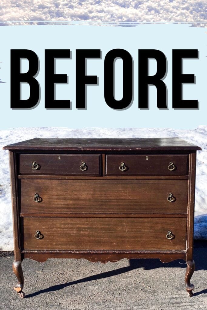 old thrifted dresser before makeover