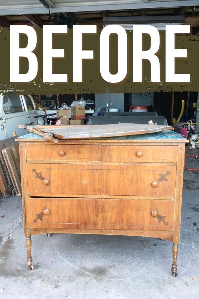 old antique dresser before makeover
