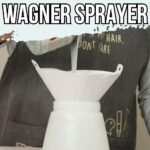 A person pours paint through a paper funnel into a sprayer container. Text: How to Thin Paint for Wagner Sprayer.