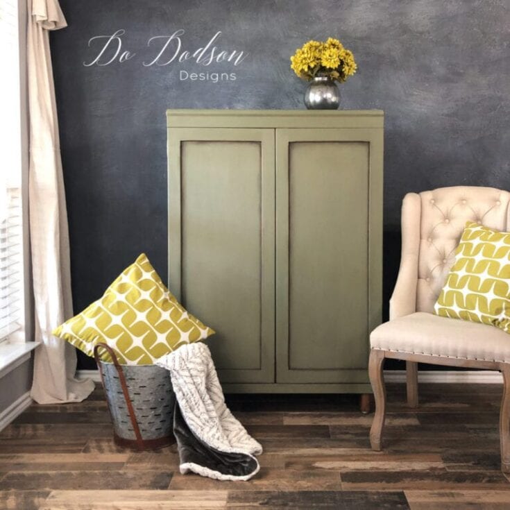 olive green painted cabinet