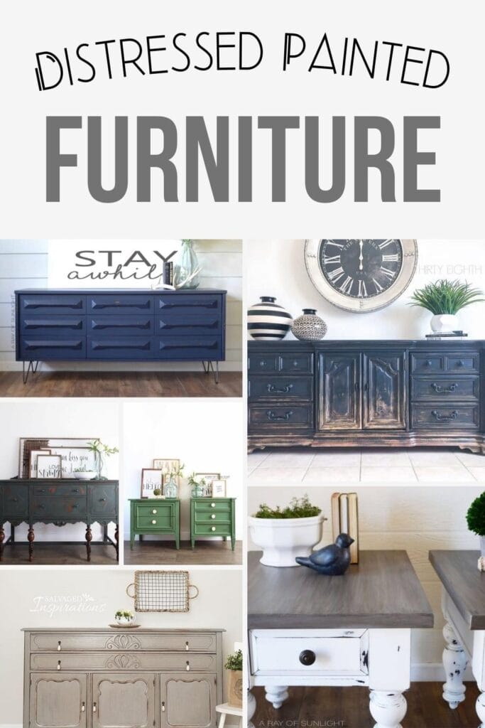collage of distressed painted furniture ideas