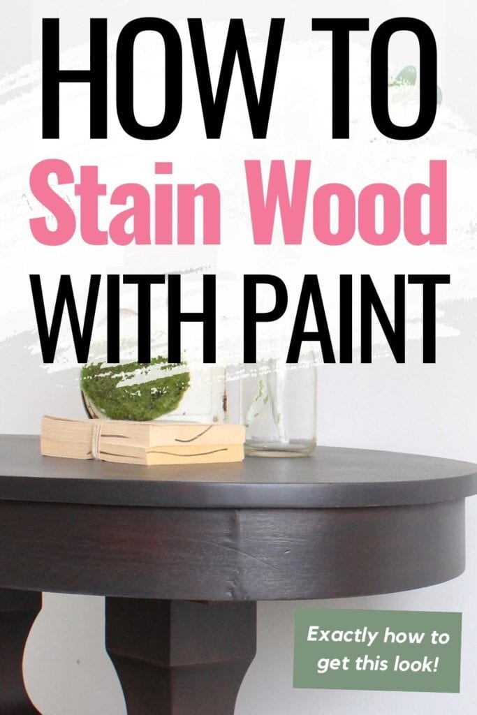how to stain wood with paint with a closeup of a black stained table