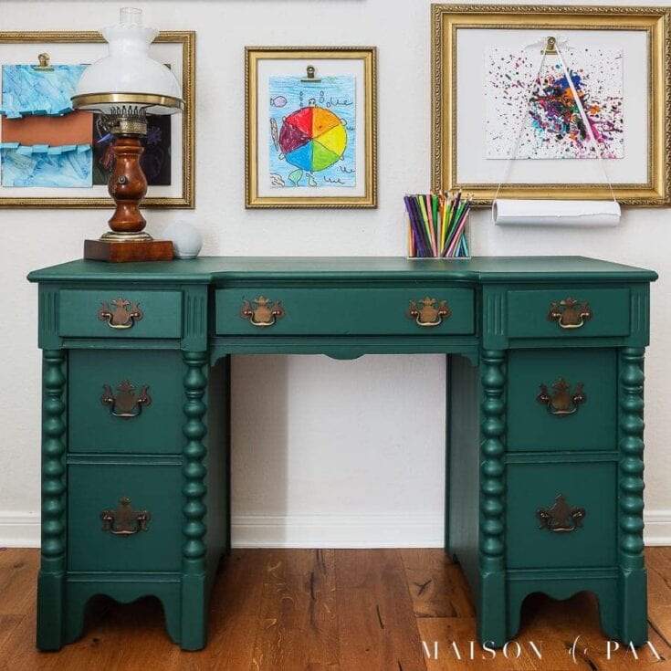painted green desk