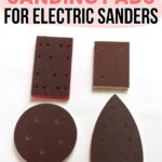 Four different shapes of foam sanding pads for electric sanders, shown on a white background.