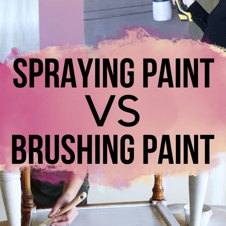 text overlap of spraying paint vs brushing paint with images of painting furniture