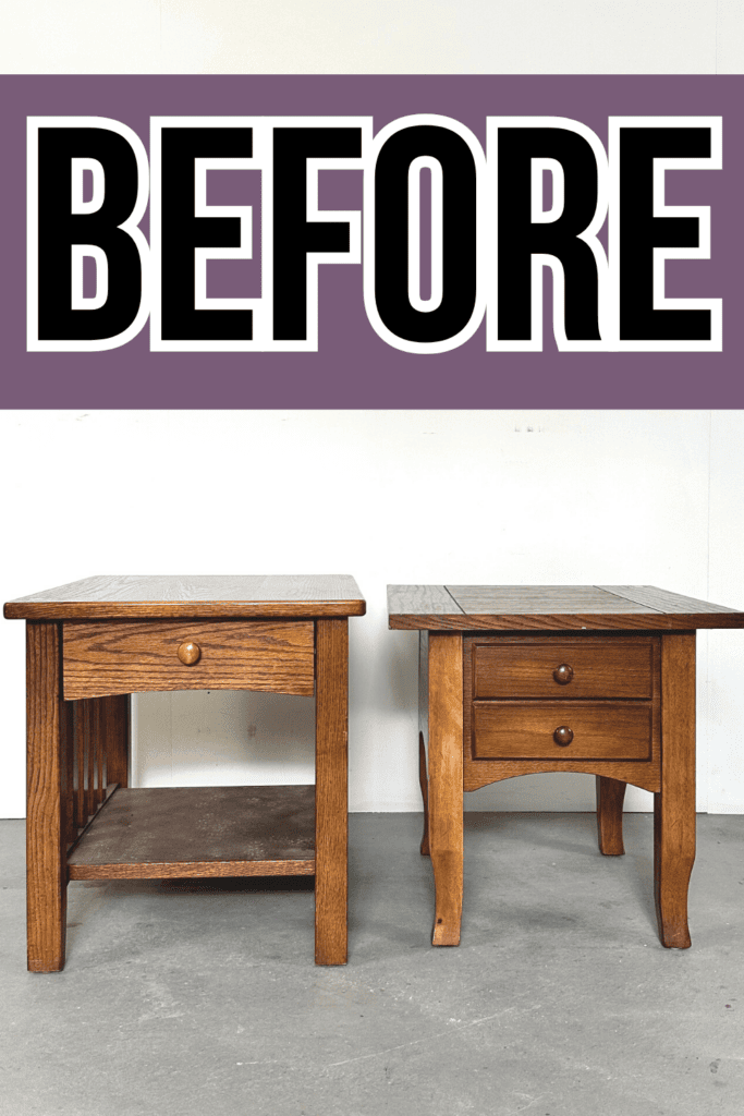 two end tables before makeover