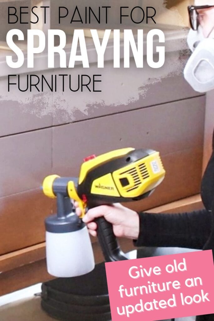 painting furniture with wagner sprayer with text overlay